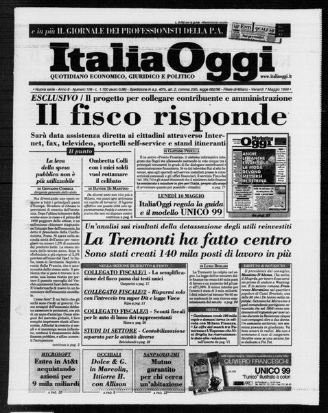 Italia oggi : quotidiano di economia finanza e politica